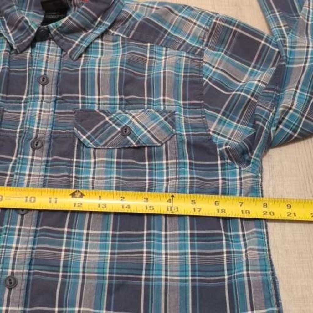 The North Face Mens Blue Teal Plaid Long Sleeve Button Down Hiking Shirt Small - Picture 6 of 11
